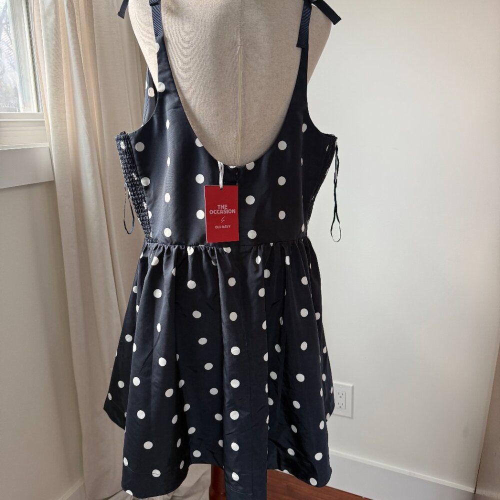 Old Navy Navy Polka Dot Tie-Shoulder Mini Dress - Picture 4 of 9